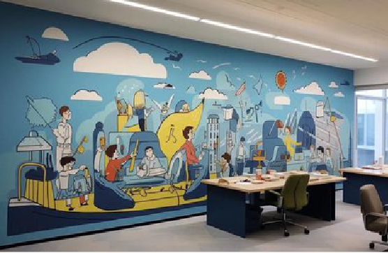 岚皋办公室墙绘的特点。
