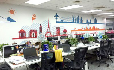 岚皋教你设计办公室墙绘的方法。